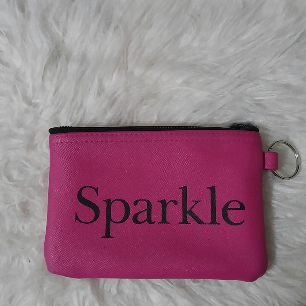 Sparkle pink and black keyring coin purse